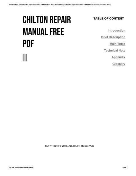 9L FI OHV--32720001. . Chilton repair manual pdf